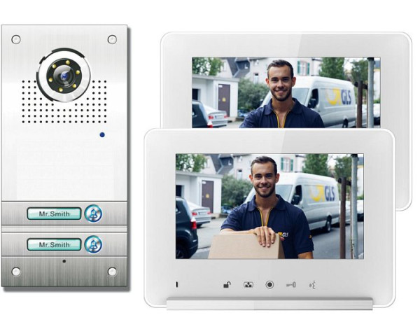 Anthell Electronics 2-familie kleuren video deur intercom set met beeldgeheugen, met 2X 7" monitor, 3CK2-690S1-2
