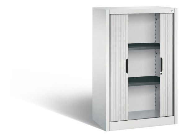 C+P dressoir met rolluik Omnispace, H1230xB800xD420mm, kleur: lichtgrijs, verzonken greep, 3 niveaus, 3231-00 S10068