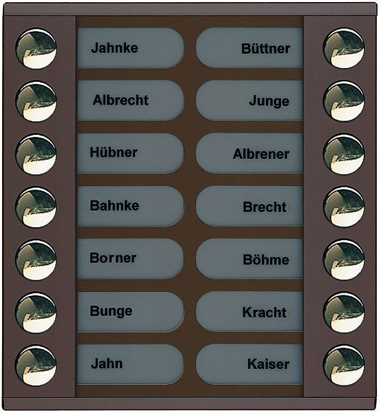 TCS beldrukkeruitbreiding voor audio voordeurstation serie PES/AVE 14 beldrukkers (rechts/links uitgelijnd), AP brons, PET14-EB/04