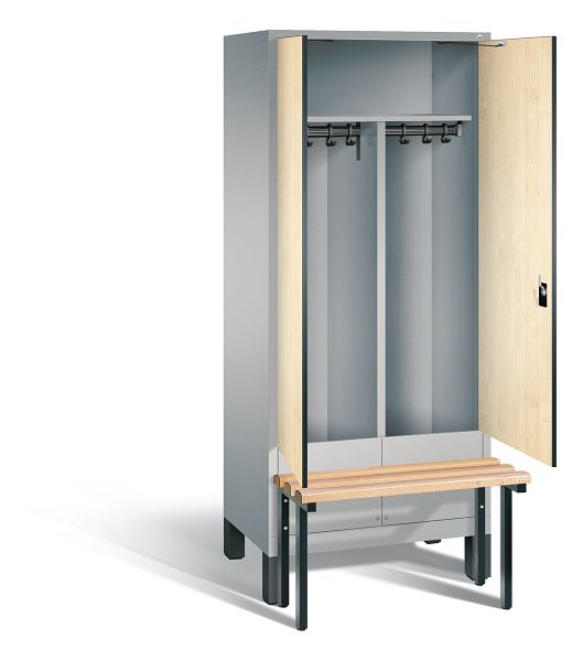 C+P zwart wit kastje Evolo, H1850xW810xD815mm, kleur: wit aluminium / Donau esdoorn decor, 48032-22 S10090