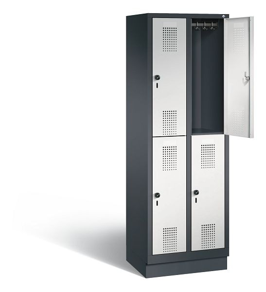 C+P locker dubbellaags Evolo, H1800xB610xD500mm, kleur: zwartgrijs/lichtgrijs, 48320-20 S10183
