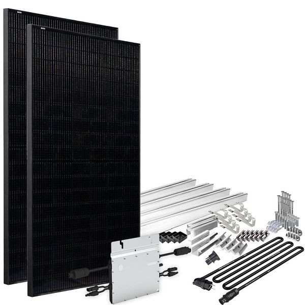 Offgridtec Solar-Direct 820W HM-800 balkonkrachtcentrale Volledig zwart Schuko-stopcontact - 5m - Beaver Tail-montageset, 4-01-016030-008
