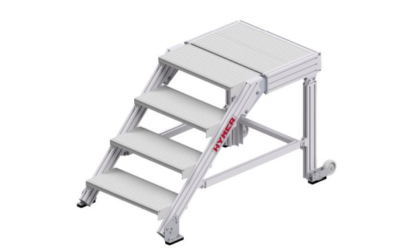 HYMER-trapplatform volgens DIN EN 14183, tredebreedte 600 mm, 4 treden, stahoogte 0,80 m, 68840604