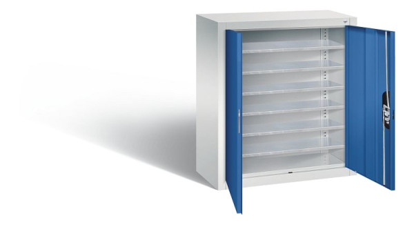 C+P tijdschriftenkast serie 13, H830xB700xD300mm, kleur: lichtgrijs / gentiaanblauw, verzonken handgreep, 134013-20 S10071