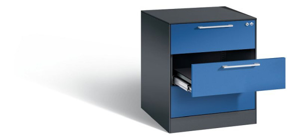 C+P archiefkast Asisto, H710xB562xD600mm, kleur: zwartgrijs / gentiaanblauw, beugelgreep, 146274-322 S10059