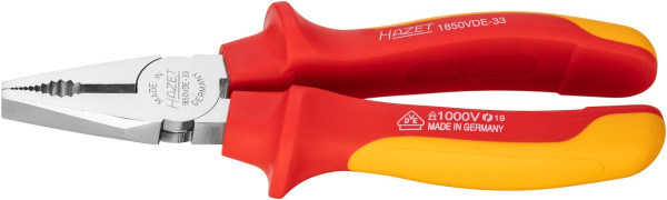 Hazet combinatietang, dubbel geïsoleerd, norm: IEC 60900:2018, DIN ISO 5746, oppervlak: hoogglans verchroomd, dubbel geïsoleerd, lengte: 180 mm, 1850VDE-33