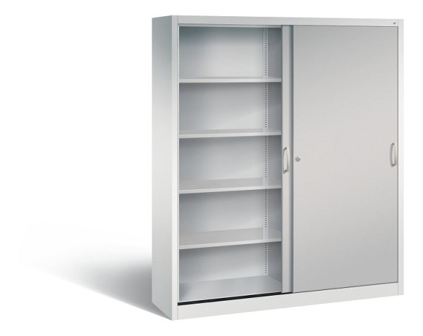 C+P schuifdeurkast Acurado, H1950xB1600xD400mm, kleur: lichtgrijs/wit aluminium, beugelgreep, 5 niveaus, 2140-00 S10201