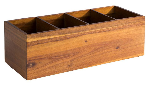 APS houten kist -WOODY-, 36 x 14 cm, hoogte: 12,5 cm, acaciahout, 4 vakken elk 12,5 x 8 cm, 11649
