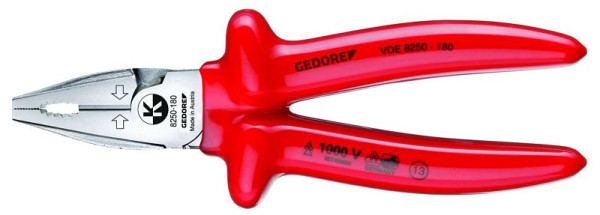 GEDORE VDE power-combinatietang met dompelisolatie, 225 mm, 6720330