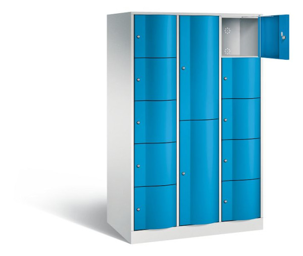 C+P combinatie lockerkast Resisto, H1950xB1148xD640mm, kleur: lichtgrijs/lichtblauw, 8070-3731 S10014