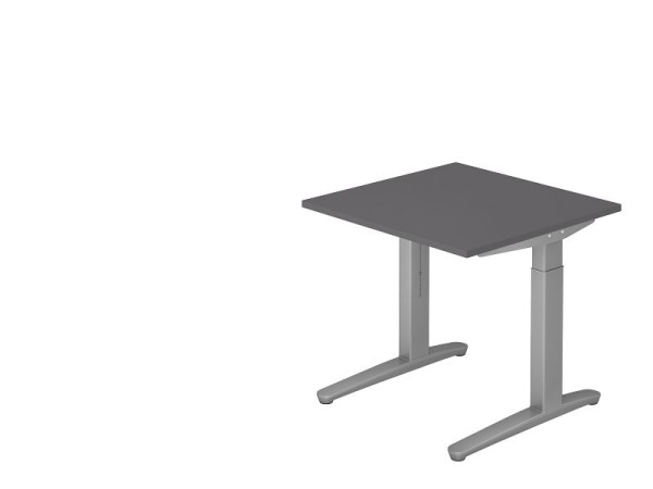 Hammerbacher bureau C-poot 80x80cm grafiet/zilver, VXB08/G/SS
