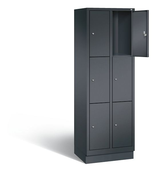 C+P lockerkast Evolo, H1800xB610xD500mm, kleur: zwart-grijs, 48020-203 S10037