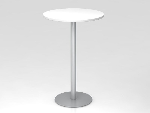 Hammerbacher bartafel 80 cm rond wit/zilver, zilver frame, VSTH08/W/S