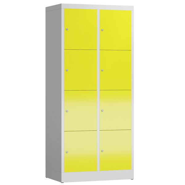 Lüllmann ClassiX lockerkast, 2 compartimenten met elk 4 compartimenten, 1800 x 800 x 500 mm, lichtgrijs/zinkgeel, X-523426