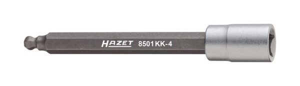 Hazet snelheidssensor kogelkopschroevendraaier dop, hol vierkant 6,3 mm (1/4 inch), binnenzeskant profiel, 4 mm, 8501KK-4