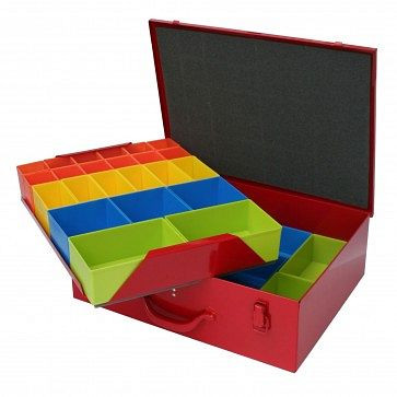 ADB assortimentskoffer type SK3, afmetingen LxBxH: 437x330x68 mm, kleur assortimentskoffer: vuurrood (RAL3000), 88402