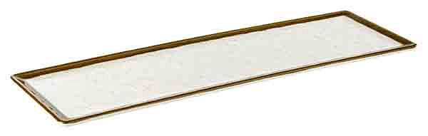 APS GN 2/4 dienblad -STONE ART-, 53 x 16,2 cm, hoogte: 1,5 cm, melamine, binnenkant: decor, wit, rand: bruin, 84522