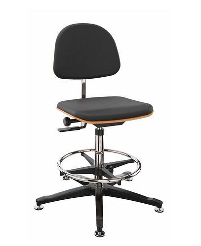 Dauphin werkstoel bekleed met zwarte stof, vloerglijders, voetring, 266895