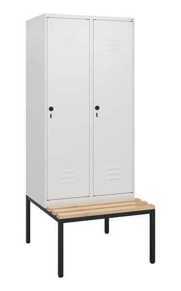 C+P luierkastje Classic PLUS, met onderbank, 2 vakken, 1950x800x815mm, 9016/9016, draaibare sluiting, beuken zitlat, 0800505-22 S10014