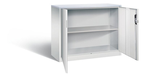 C+P kantoorkast Acurado, H1000xB1200xD500mm, kleur: lichtgrijs, verzonken handgreep, 2 niveaus, 9486-1200 S10308