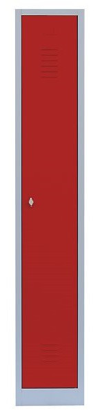 Lüllmann stalen kledingkast/garderobe, 1800 x 315 x 500 mm, lichtgrijs/vuurrood, 510114