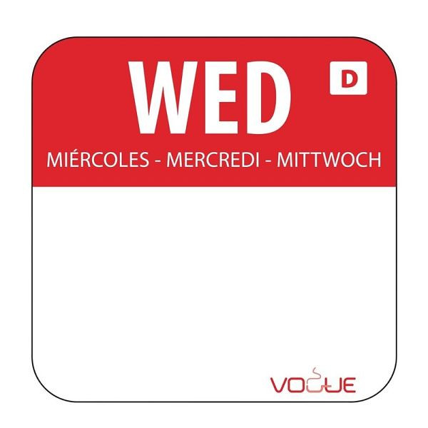 Vogue Zelfoplossende Food Rotary Labels Wednesday, PU: 1000 stuks, U779
