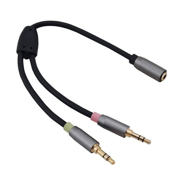 Helos verloopkabel, jack 3.5mm bus/2x jack 3.5mm plug, PREMIUM, zwart, 288716