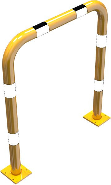 Schake-stootbeschermingsbeugel, afneembare stalen buis Ø 76 mm geel/zwart, totale breedte: 1000 mm, hoogte boven de grond: 1150 mm, 477_09APBG