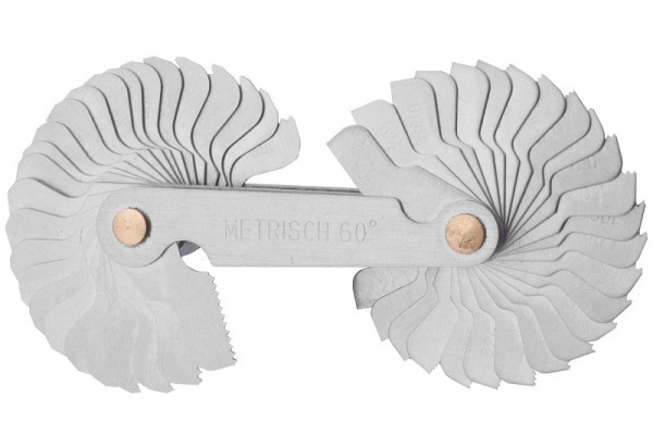 GSR draadsjabloon 52 vellen metrisch DIN 13 en inch Whitworth draadspoed 0,25 - 6,0 mm / 4 - 62", 05001030