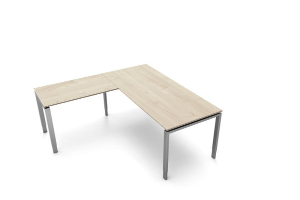 Kerkmann bureau, B 1800 x D 800 x H 680-820 mm met aanschuiftafel, vorm 5, kleur: esdoorn, 11416950