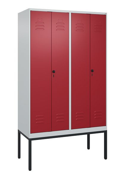 C+P Umkleidespind Classic PLUS SW, Gestell, 4 Abteile, 2120x1200x500mm, 7035/3003, Drehriegel, 0800327-40 S10001