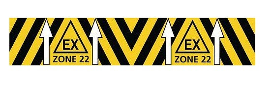Moravia vloermarkering met explosieveilige druk, zelfklevend, rol 5m, 100mm breed, Ex zone 22, 217908