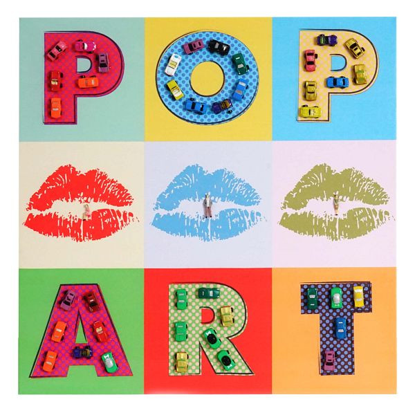 Mendler canvas foto Pop Art + auto's, muurschildering 3D afbeelding XL, 60x60cm, 44729