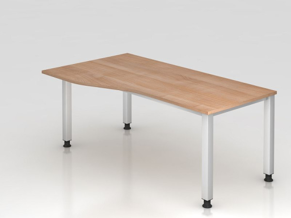 Hammerbacher bureau 4-poots vierkant 180x100/80cm walnoot, vrije vorm, links of rechts te monteren, VQS18/N/S