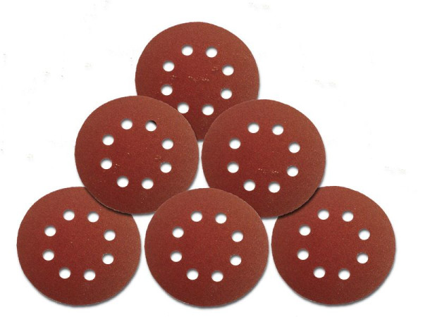 VaGo-Tools Velcro slijpschijven 125 mm, schuurpapier, 8 gaten, korrel 120, VE: 25 stuks, SV-125-mit-120-5_av