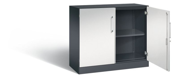 C+P dressoir met vleugeldeuren Asisto, H915xB1000xD435mm, kleur: zwartgrijs/lichtgrijs, beugelgreep, 2 niveaus, 141052-000 S10176