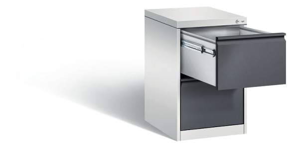C+P hangarchiefkast Acurado, H733xB433xD590mm, kleur: lichtgrijs/zwartgrijs, handgreep, 12412-311 S10023