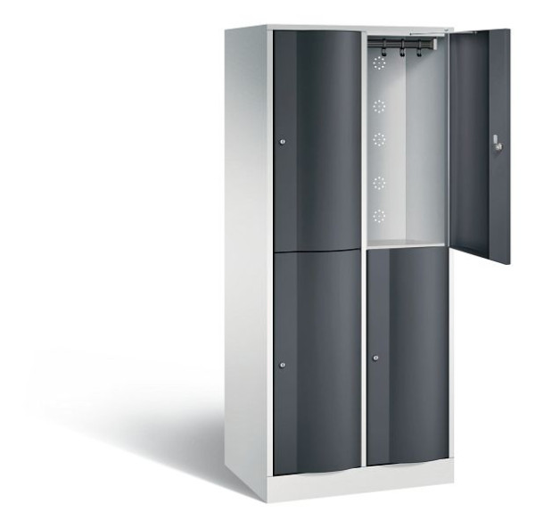 C+P locker dubbellaags Resisto, H1950xW772xD540mm, kleur: lichtgrijs/zwartgrijs, 8270-272 S10092