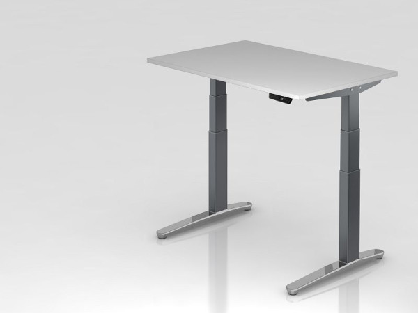 Hammerbacher elektrisch zit-sta bureau 120x80cm grijs/grafiet, gepolijst, rechthoekige vorm, VXBHM12/5/GC