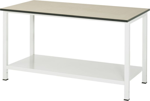 RAU werktafel serie 900, B1500xD800xH825mm, MDF werkblad (medium density fibreboard), dikte 22mm, met plank onder, 650mm diep, 03-900-6-F22-15.12