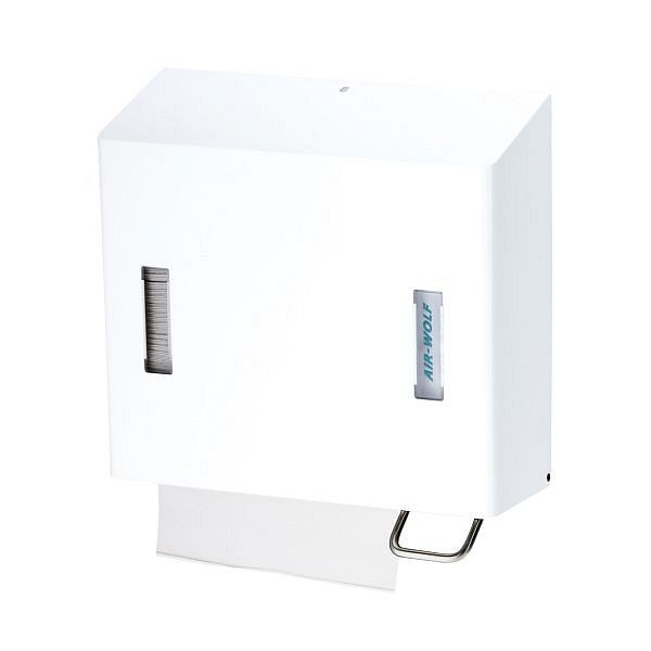 Air Wolf zeep- en papieren handdoekdispenser, Omega-serie, H x B x D: 377 x 377 x 163 mm, wit roestvrij staal, 29-470