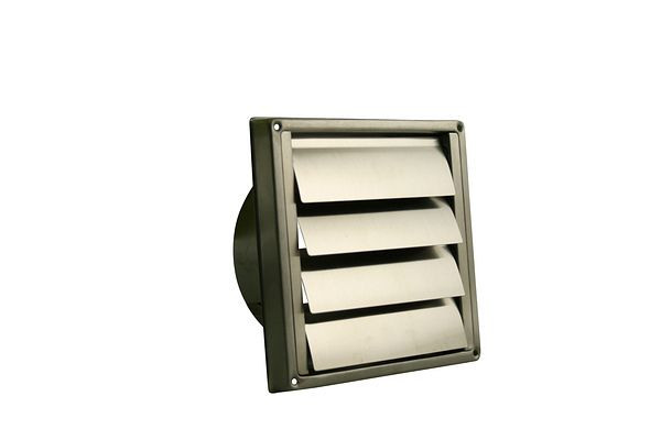 Marley ventilatierooster 183x183mm Ø 150mm met automatische terugstroomklep (RVS), 058849