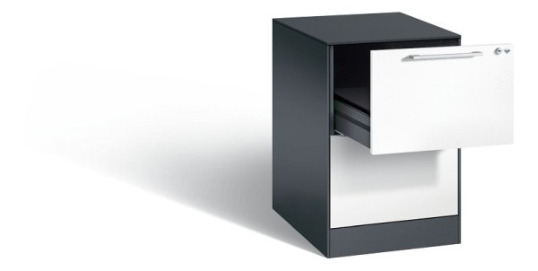 C+P archiefkast Asisto, H710xB440xD600mm, kleur: zwartgrijs/verkeerswit, beugelgreep, 146 275-221 S10017