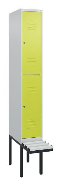C+P dubbeldekskast Classic PLUS, 2120x300x815mm, 7035/0024, cilindersloten, met basisframe en zwevende zitting, 0803407-10 S10025