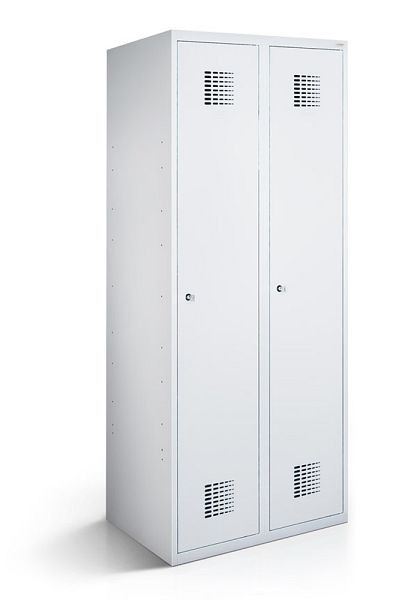 KEMMLIT lockerkast met 2 vakken 40cm met gesloten bodem, lichtgrijs 7035, draaibare sluiting, 251857