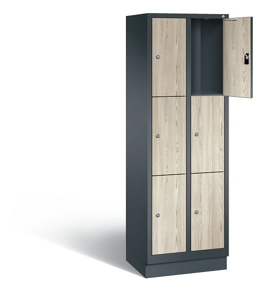 C+P lockerkast Evolo, H1800xB610xD500mm, kleur: antracietgrijs / Sen ash decor, 48020-203 S10231