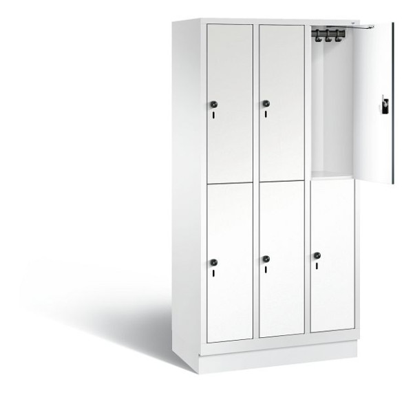 C+P locker dubbeldekker Evolo, H1800xB900xD500mm, kleur: verkeerswit / decor wit, 48320-30 S10760