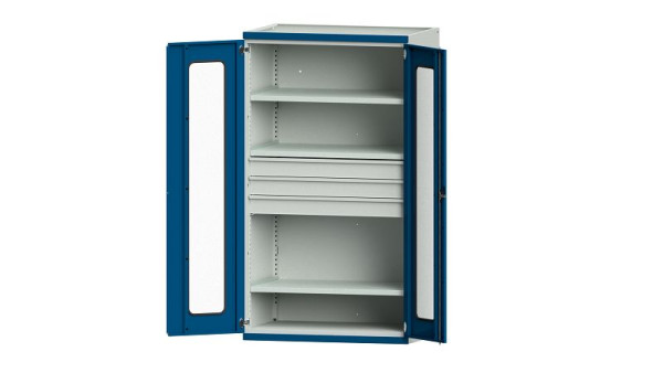 ANKE werkbanken, zware kast, model 103, 1085 x 690 x 1950 mm, zichtvlak van plexiglas, RAL 7035/5010, 621.033