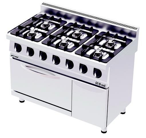 gel-o-mat Gasherd mit Gas-Backofen, GO Cook 700, Gas 60 kW Leistung, CO1270G