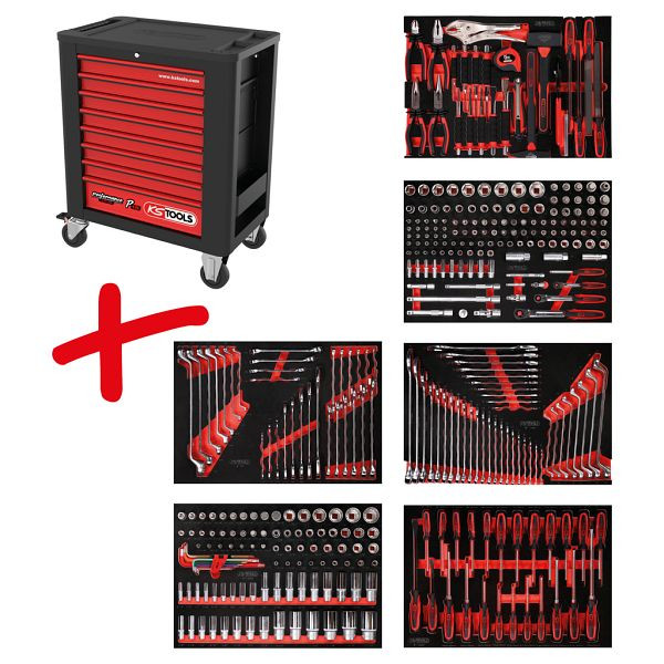 KS Tools PERFORMANCEplus werkplaatswagenset P15, met 366 gereedschappen en 6 laden, 815.6366